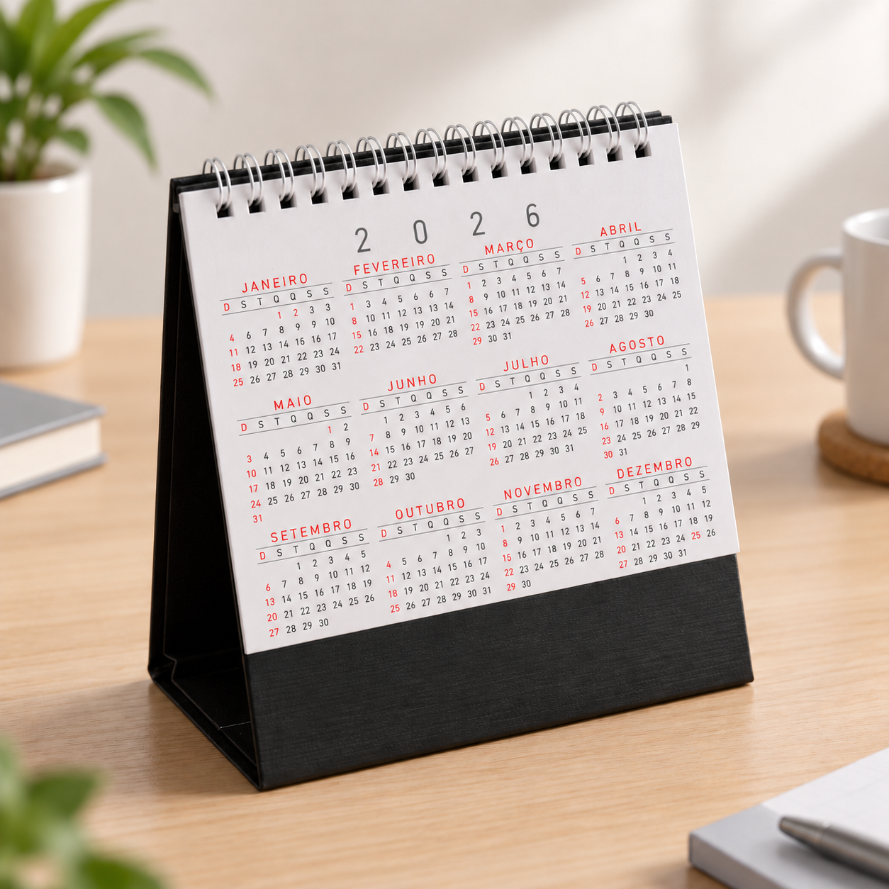 Calendário de mesa personalizado 2026